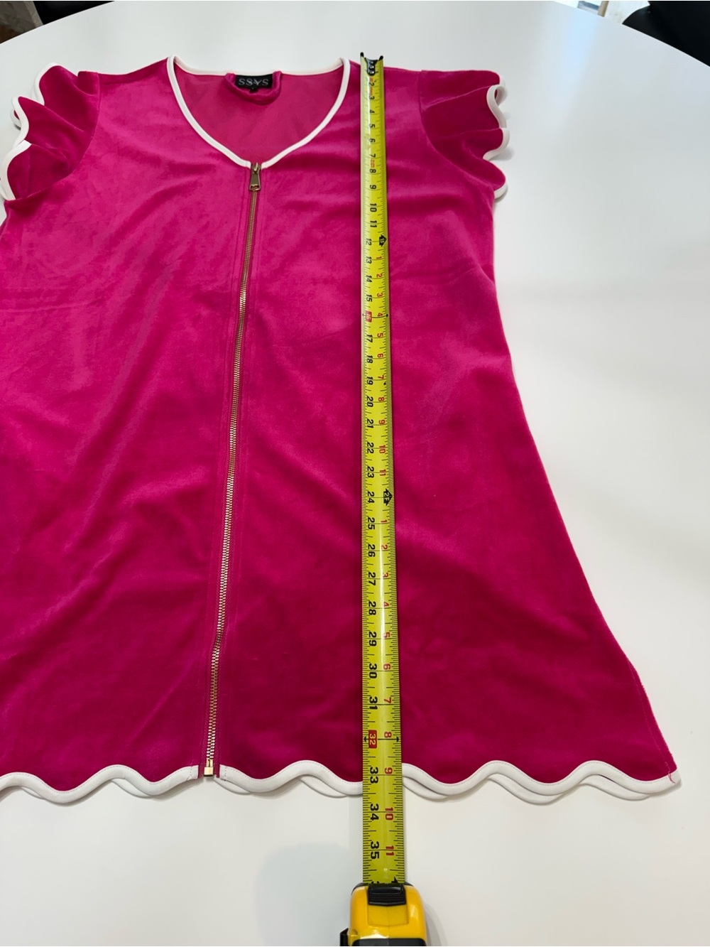 Fuchsia Zip-Front Scallop Sleeve Dress NWOT - Picture 4 of 7